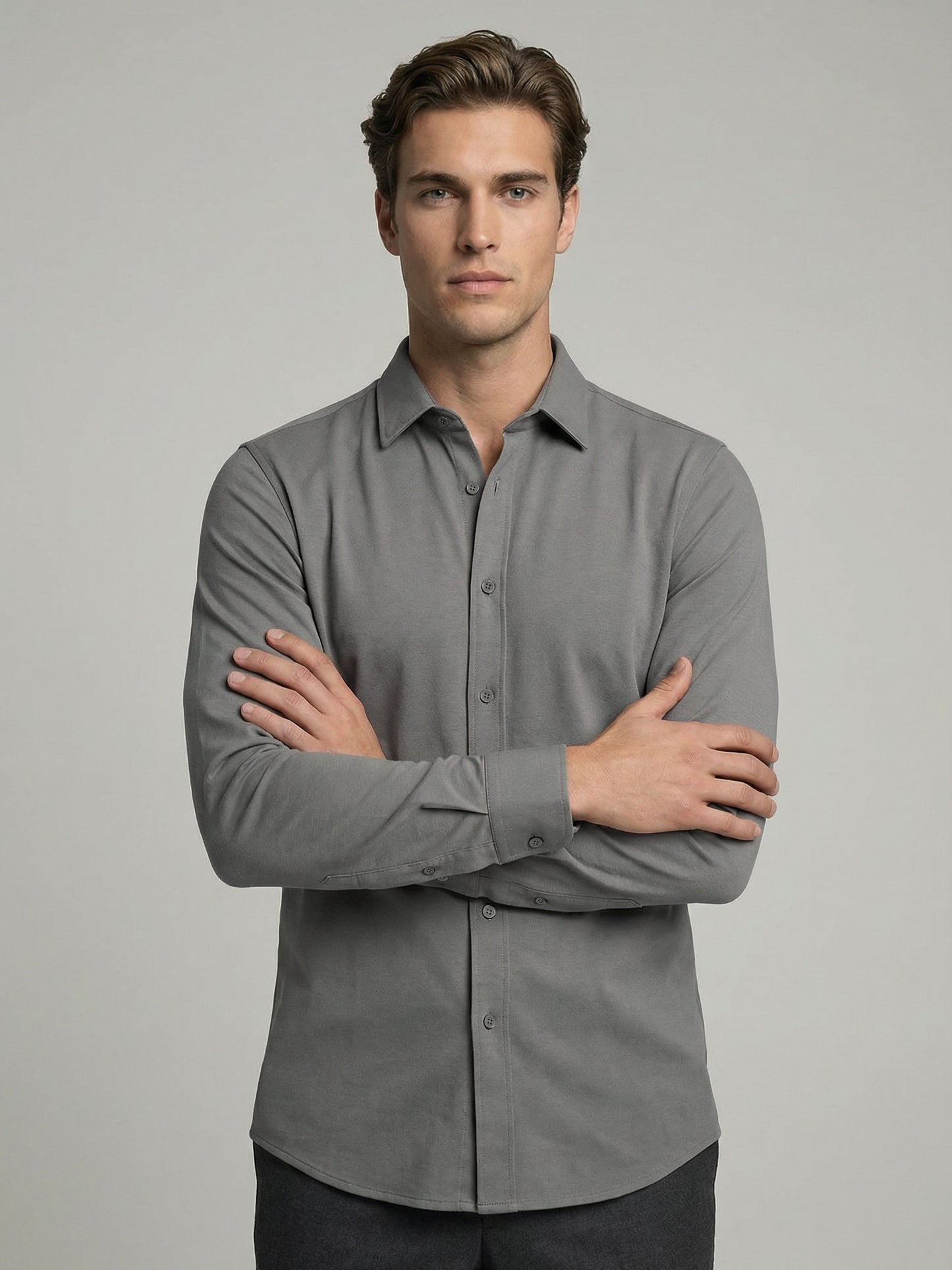 Celio* Men Grey Solid Regular Fit Cotton Shirts