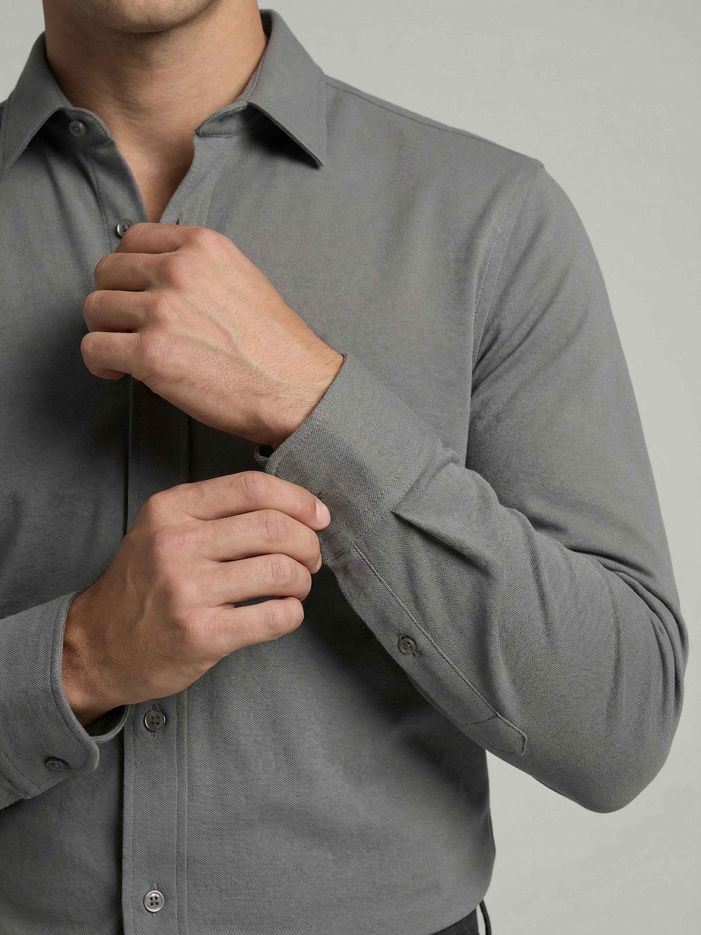 Celio* Men Grey Solid Regular Fit Cotton Shirts