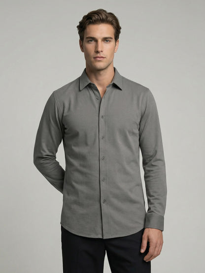 Celio* Men Grey Solid Regular Fit Cotton Shirts