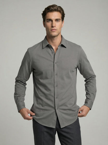Celio* Men Grey Solid Regular Fit Cotton Shirts
