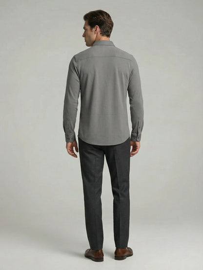 Celio* Men Grey Solid Regular Fit Cotton Shirts