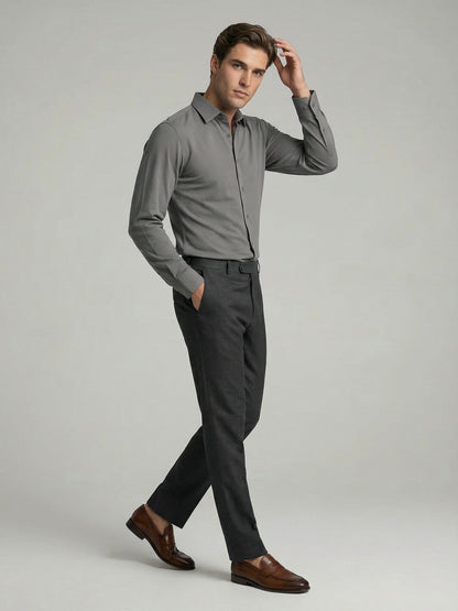 Celio* Men Grey Solid Regular Fit Cotton Shirts