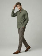Celio* Men Solid Olive Cotton Regular Fit Shirts