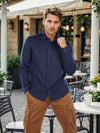 Celio* Solid Regular Fit Poly-Cotton Navy Blue Shirt