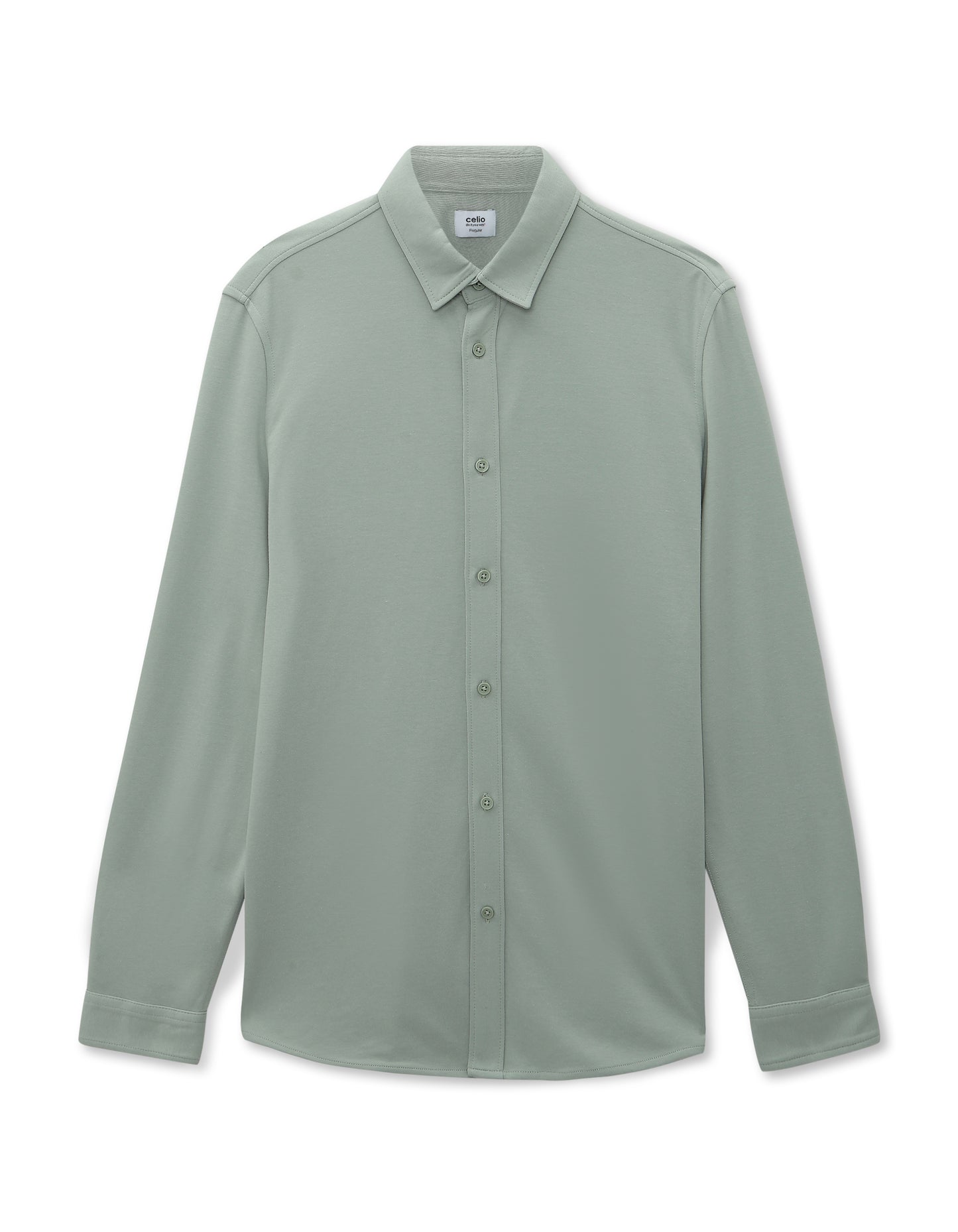 Celio* Solid Green Cotton Men Regular Fit Shirts