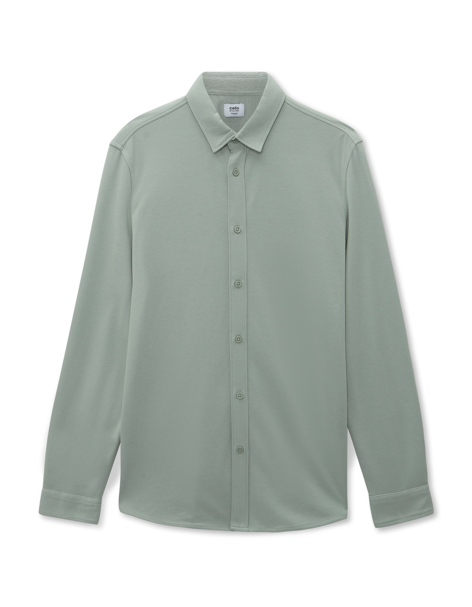 Celio* Solid Green Cotton Men Regular Fit Shirts