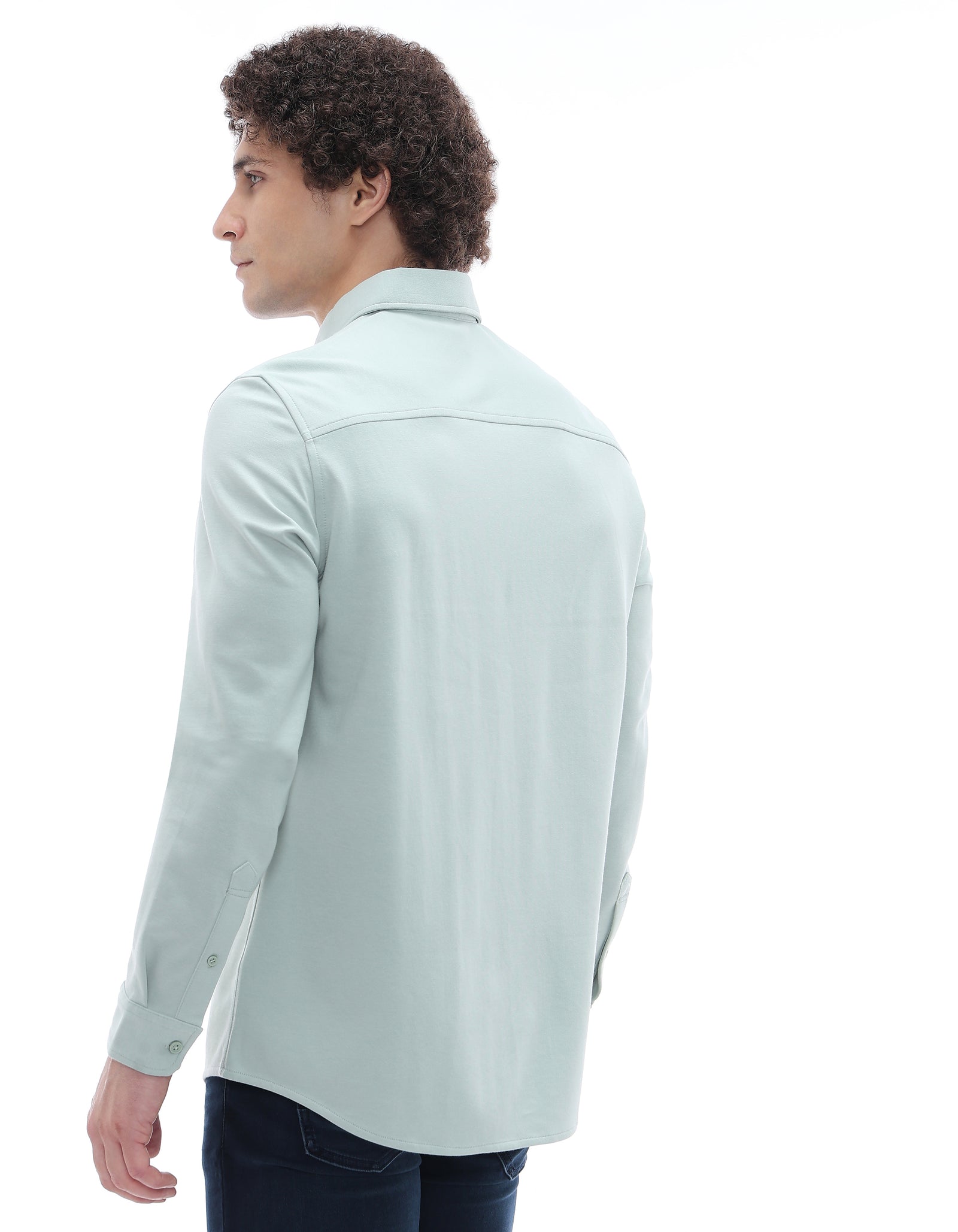 Celio* Solid Green Cotton Men Regular Fit Shirts