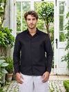 Celio* Solid Regular Fit Lyocell Black Shirt
