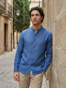 Celio* Solid Regular Fit Men Linen Blue Shirt