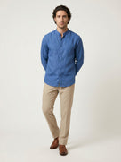 Celio* Solid Regular Fit Men Linen Blue Shirt