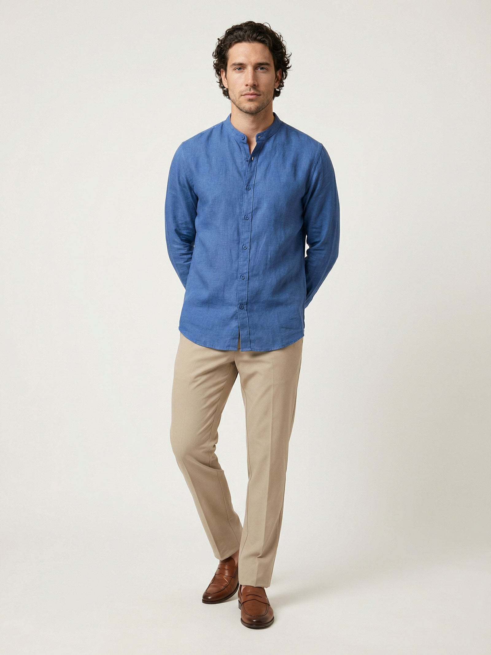 Celio* Solid Regular Fit Men Linen Blue Shirt