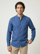 Celio* Solid Regular Fit Men Linen Blue Shirt
