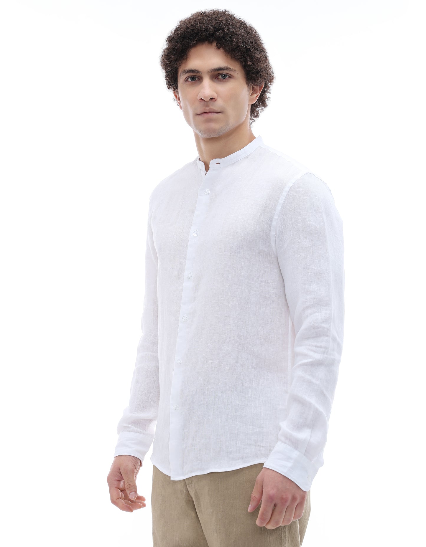 Celio* Solid Men White Regular Fit Linen Shirt