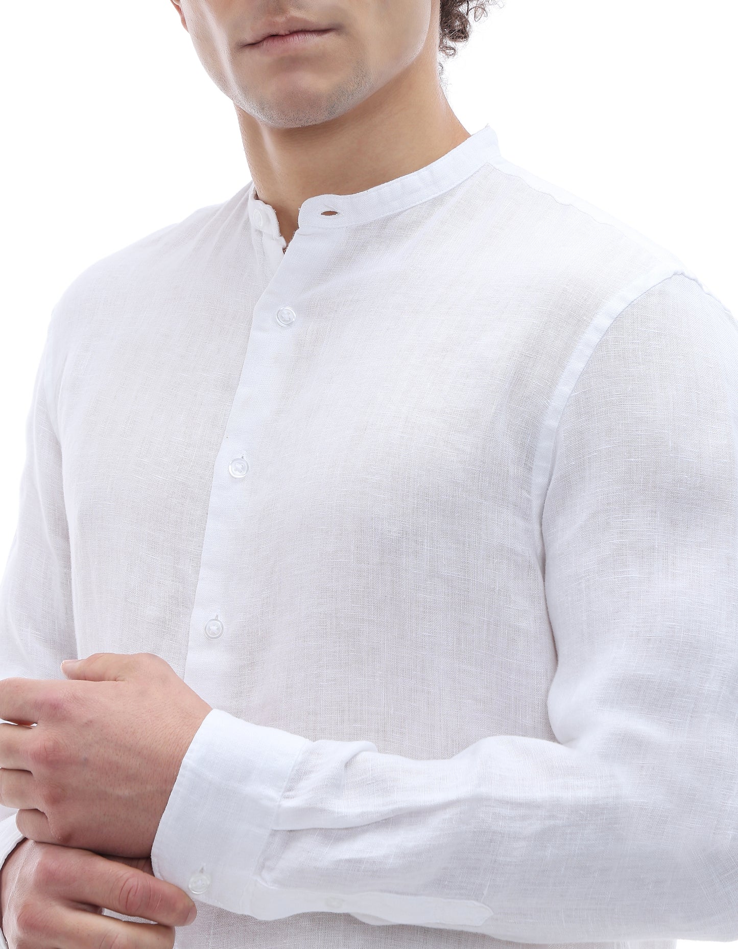 Celio* Solid Men White Regular Fit Linen Shirt