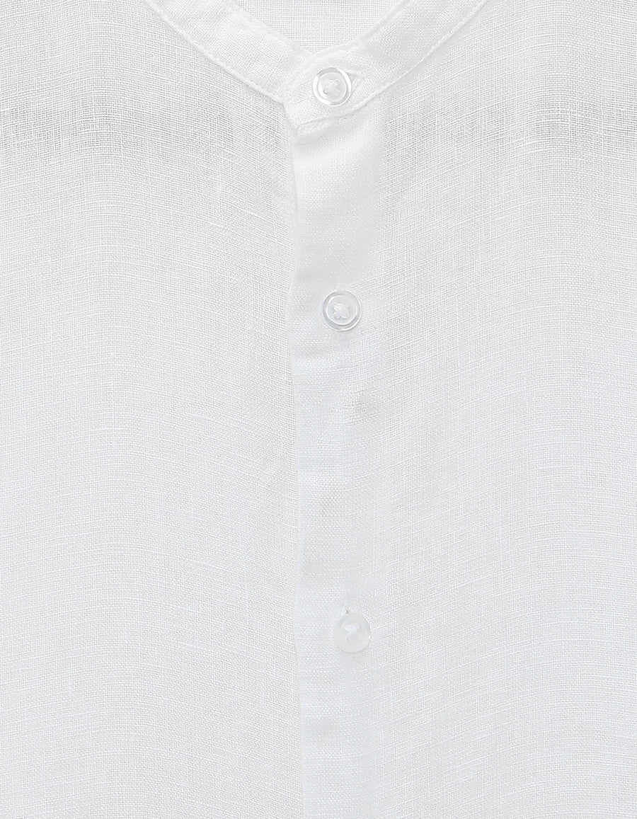 Celio* Solid Men White Regular Fit Linen Shirt