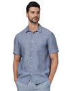 Celio* Solid Regular Fit Linen Blue Shirt