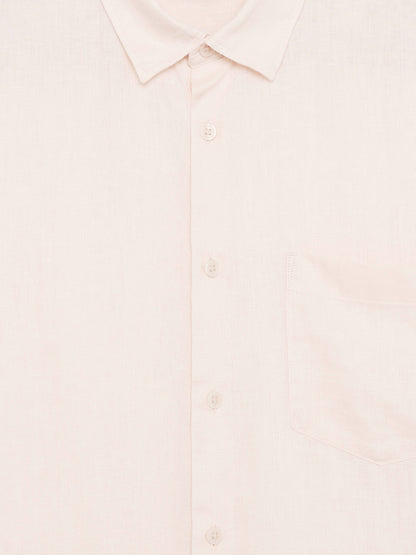 Celio Solid Regular Fit Linen Orange Shirts