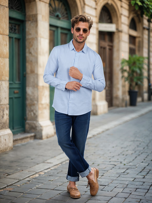 Cotton Light Blue Shirt