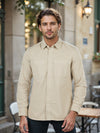 Celio* Solid Overshirt Cotton Beige Shirts