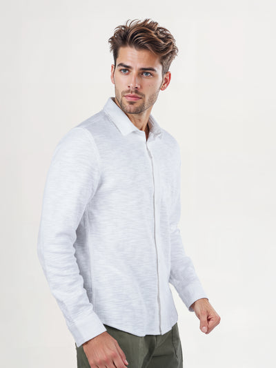 Celio* Solid Regular Fit Poly-Cotton Off White Shirt