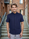 Celio* Solid Regular Fit Cotton-Blend Navy Blue Shirt
