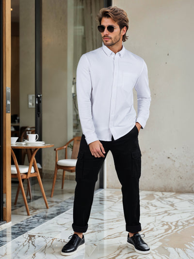 Celio* Solid Regular Fit Cotton-Blend Off White Shirt