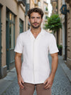 Celio* Solid Regular Fit Poly-Cotton White Shirt