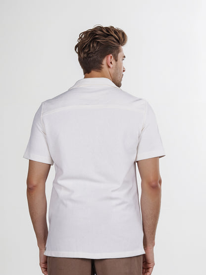Celio* Solid Regular Fit Poly-Cotton White Shirt
