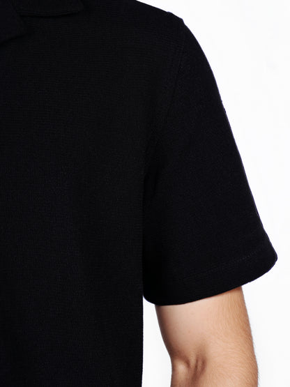 Celio* Solid Regular Fit Poly-Cotton Black Shirt