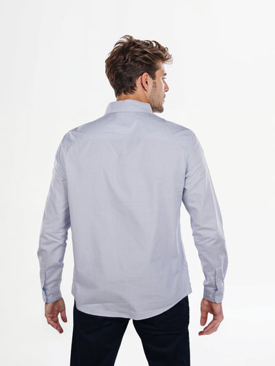 Celio* Striped Regular Fit Cotton Blue Shirt