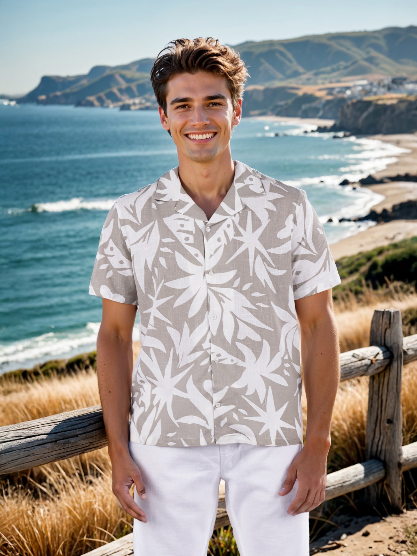 Celio* Printed Regular Fit Cotton Green Shirt