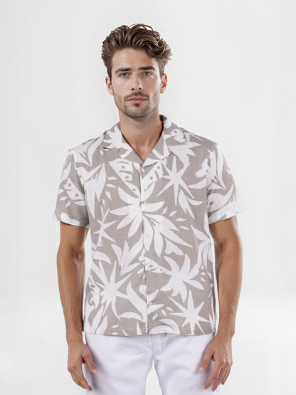 Celio* Printed Regular Fit Cotton Green Shirt