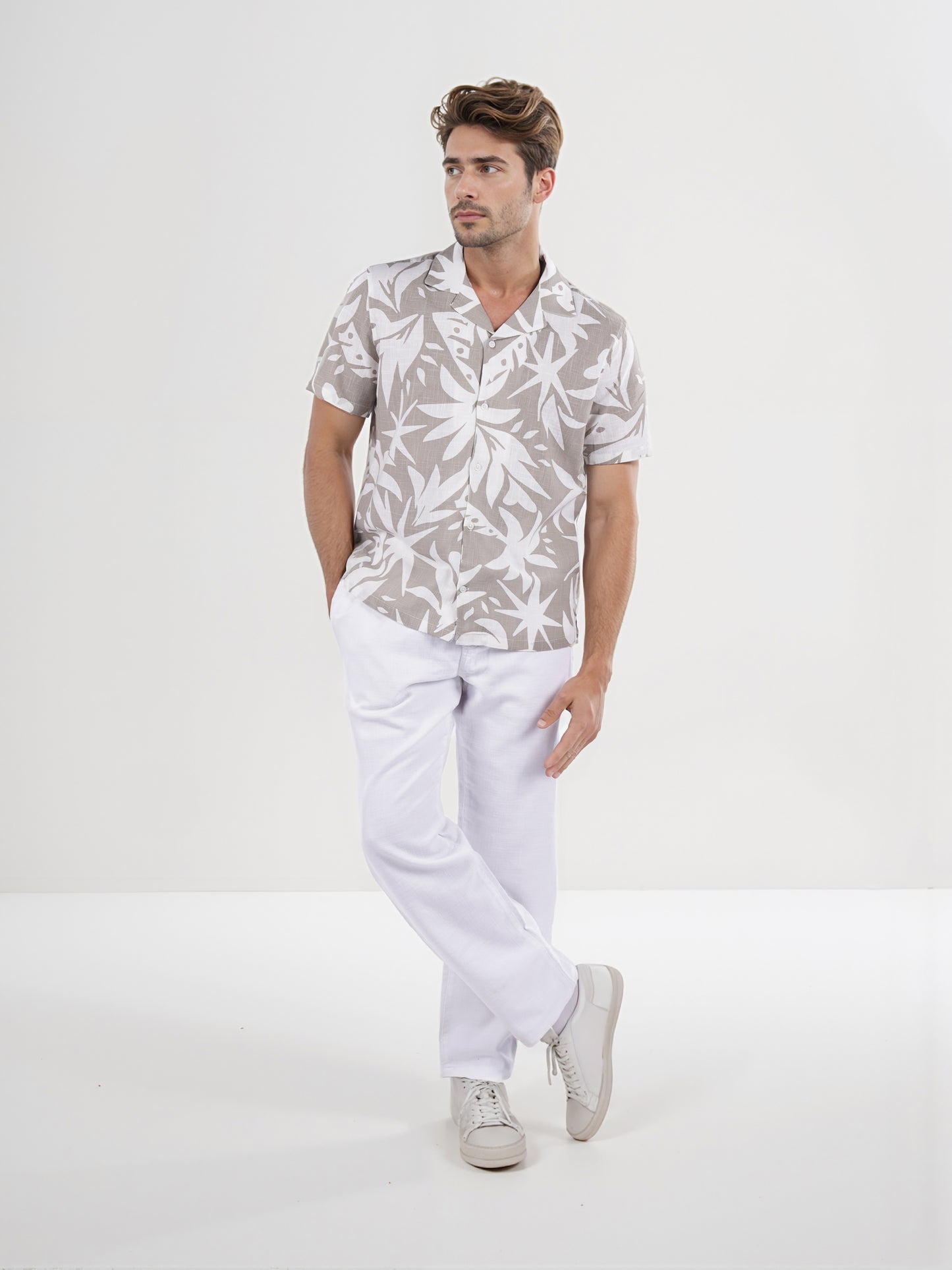 Celio* Printed Regular Fit Cotton Green Shirt