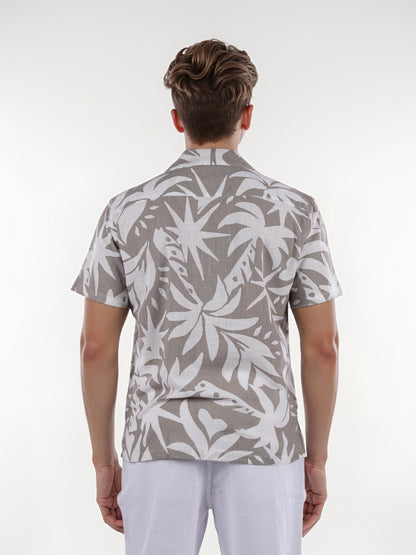 Celio* Printed Regular Fit Cotton Green Shirt