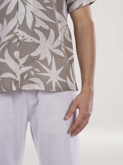 Celio* Printed Regular Fit Cotton Green Shirt