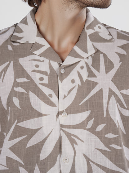 Celio* Printed Regular Fit Cotton Green Shirt