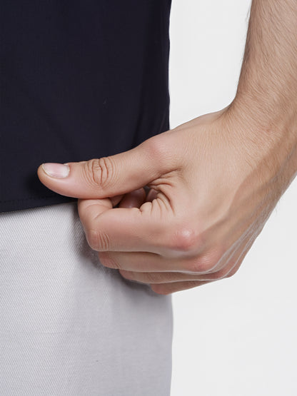 Celio* Solid Slim Fit Poly-Cotton Black Shirt