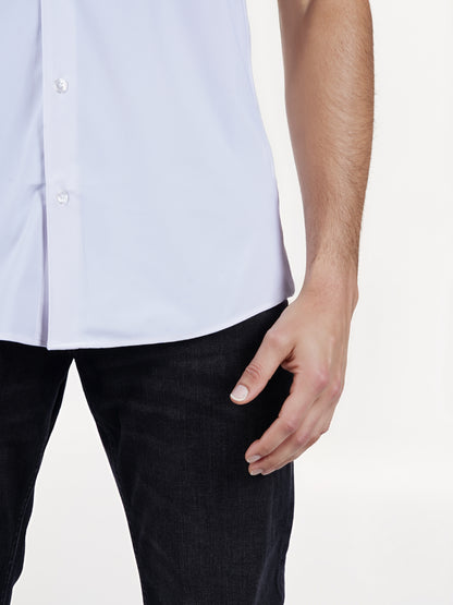 Celio* Solid Slim Fit Poly-Cotton White Shirt
