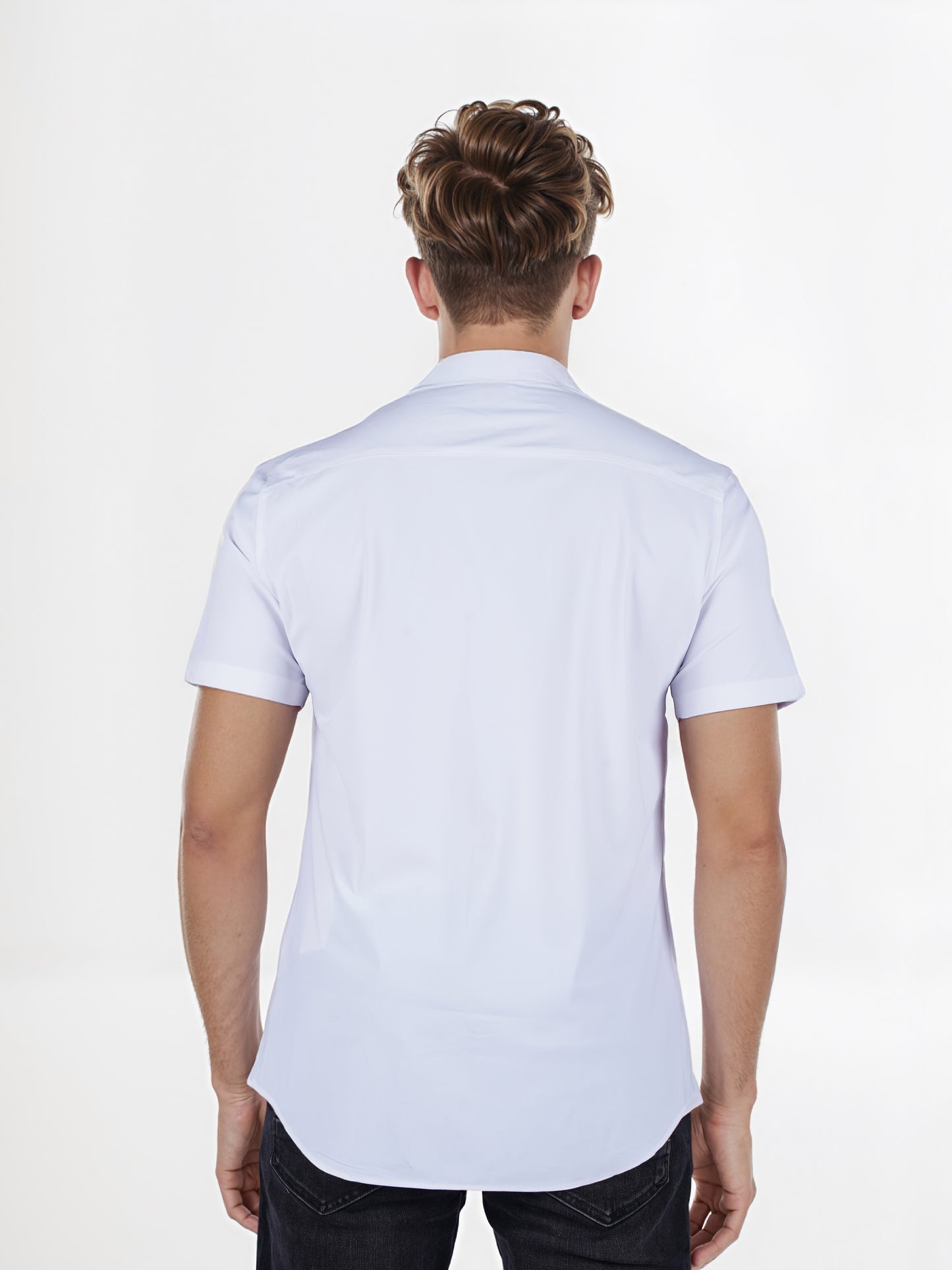 Celio* Solid Slim Fit Poly-Cotton White Shirt