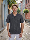 Celio* Striped Regular Fit Cotton Black Shirt