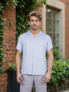 Celio* Solid Regular Fit Linen Blue Shirt