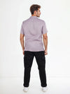 Celio* Solid Regular Fit Linen Purple Shirt