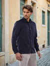 Celio* Solid Relaxed Fit Cotton-Poly-Blend Navy Blue Shirt