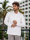 Celio* Solid Relaxed Fit Cotton-Poly-Blend White Shirt