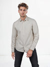 Celio* Solid Regular Fit Viscose-Blend Beige Shirts