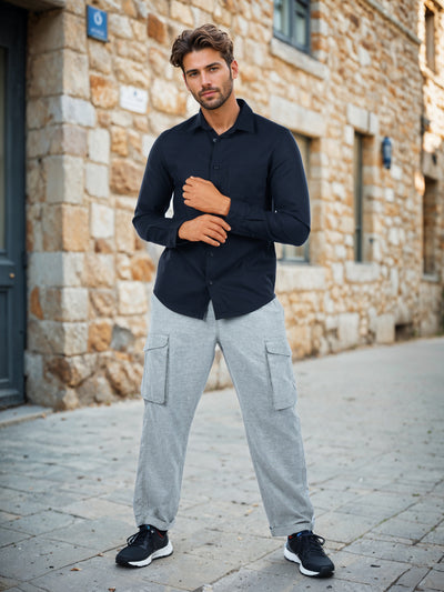 Celio* Solid Regular Fit Viscose-Blend Black Shirts