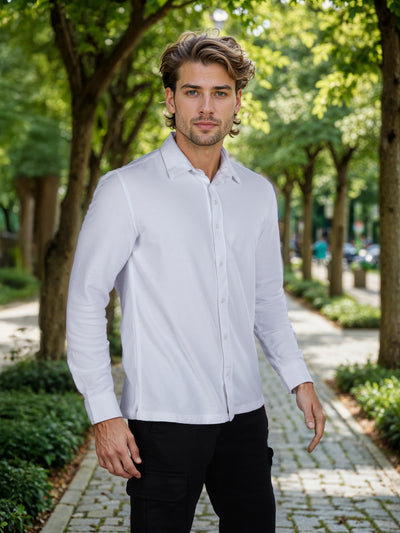 Celio* Solid Regular Fit Poly-Cotton Off White Shirt