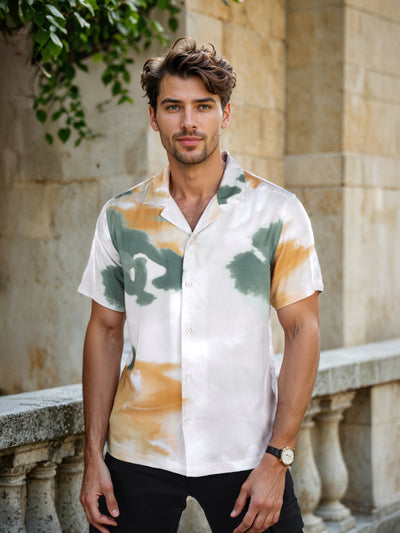 Celio* Printed Regular Fit Viscose Off White Shirt