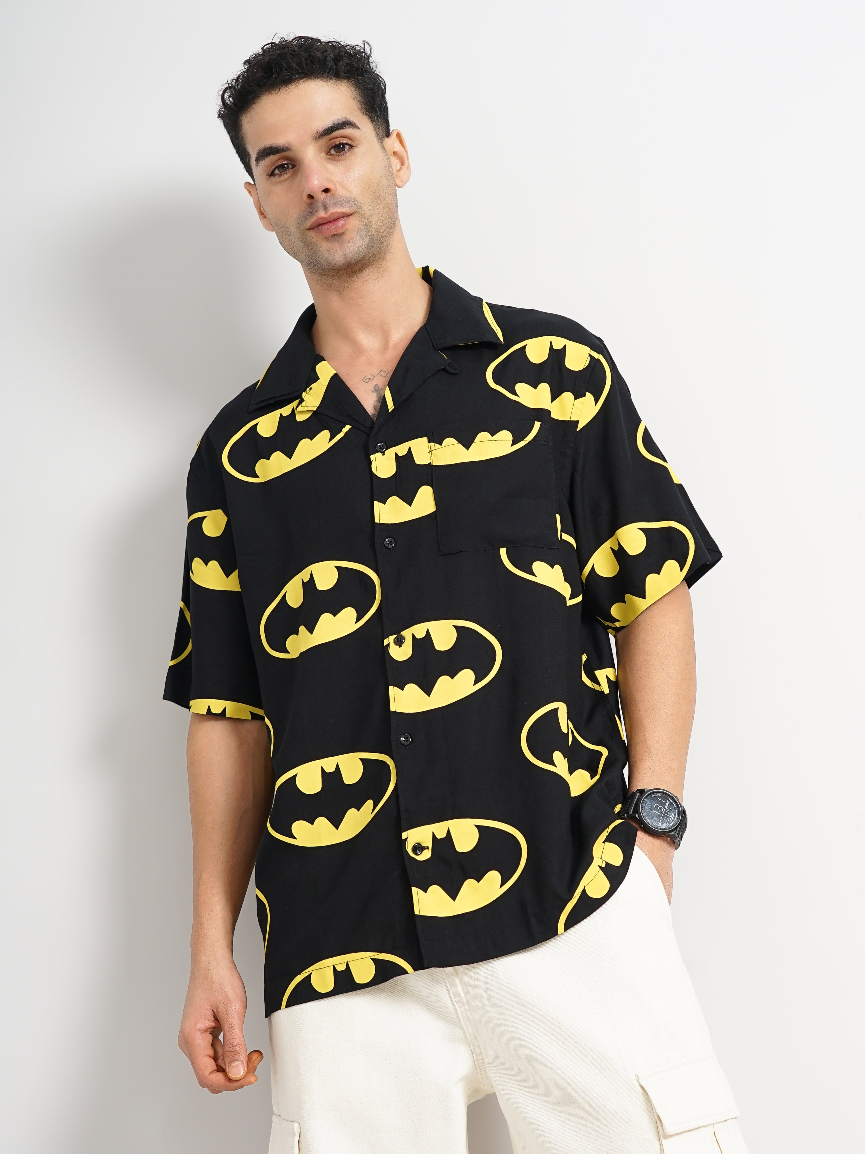 Batman - Black Printed Cotton Shirt