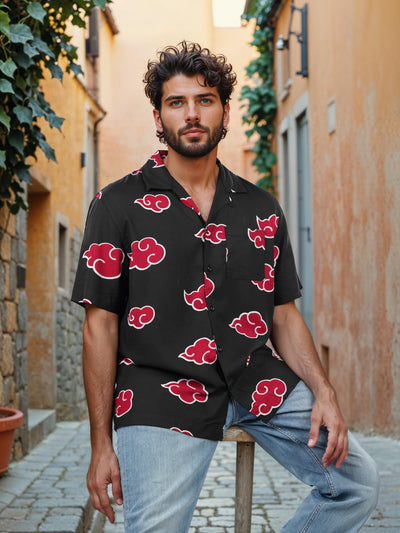 Celio* Naruto Boxy Fit Viscose Black Shirts